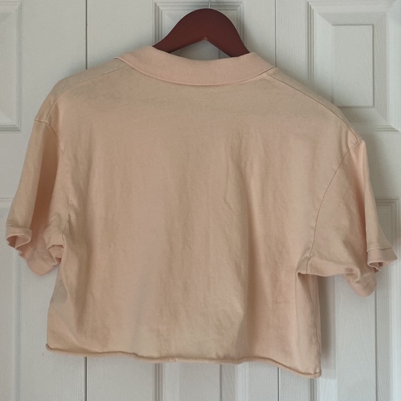 American Eagle, cropped peach collared tee, size s - Picture 3 of 3